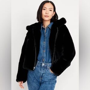 Old Navy Black Faux Fur Jacket